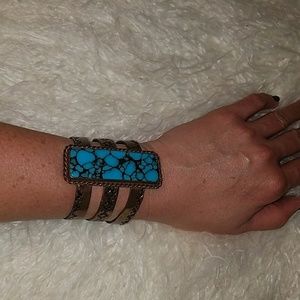 Genuine Turqoise and Copper Cuff bracelet